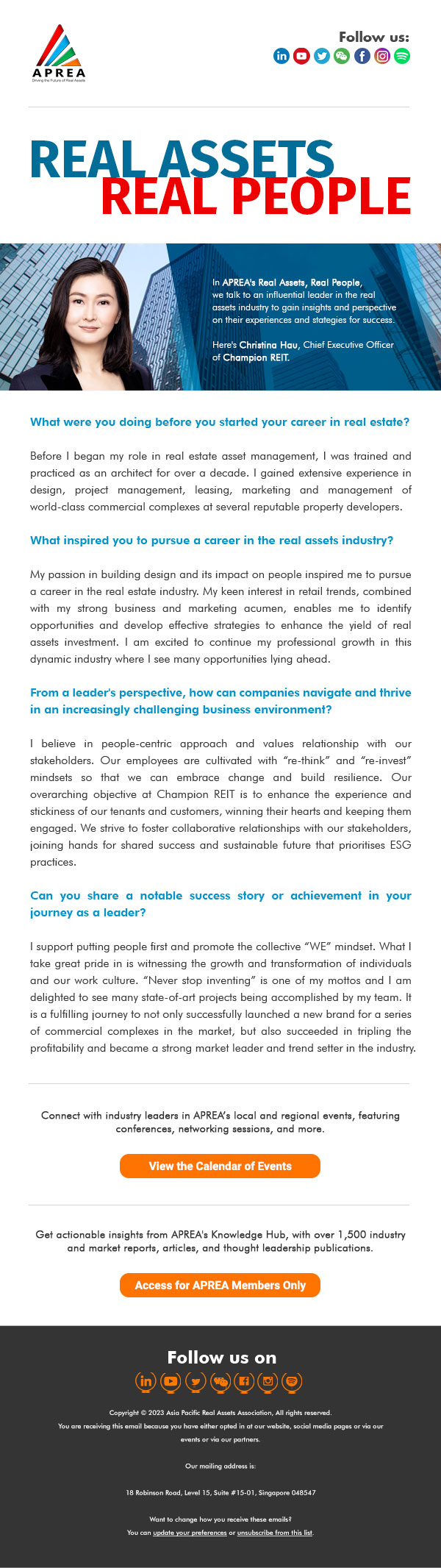 Real Assets Real People Newsletter CHRISTINA HAU