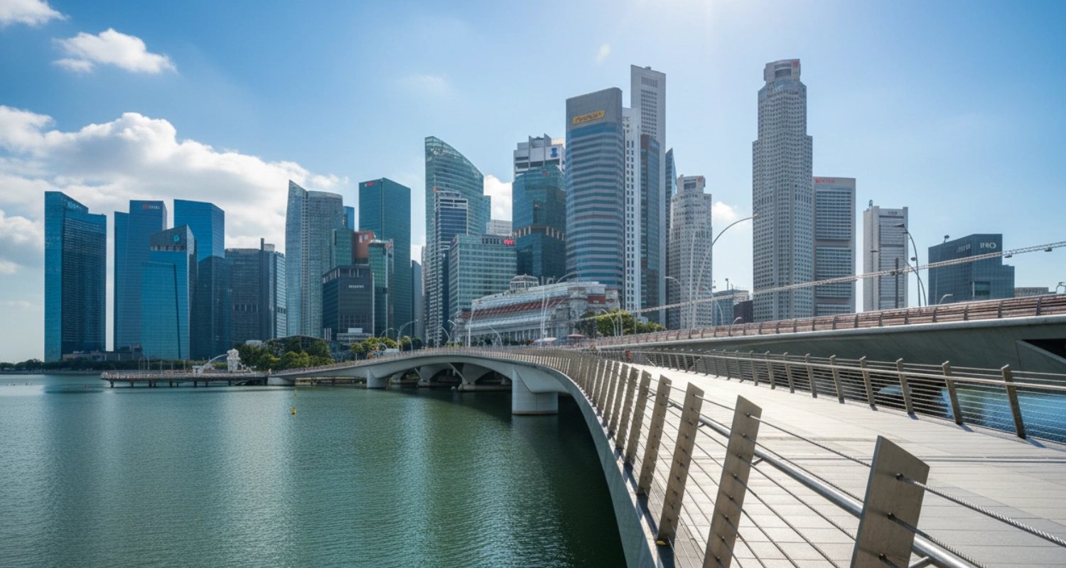 咖啡桌书横幅图片 新加坡 CBD 滨海艺术中心大桥